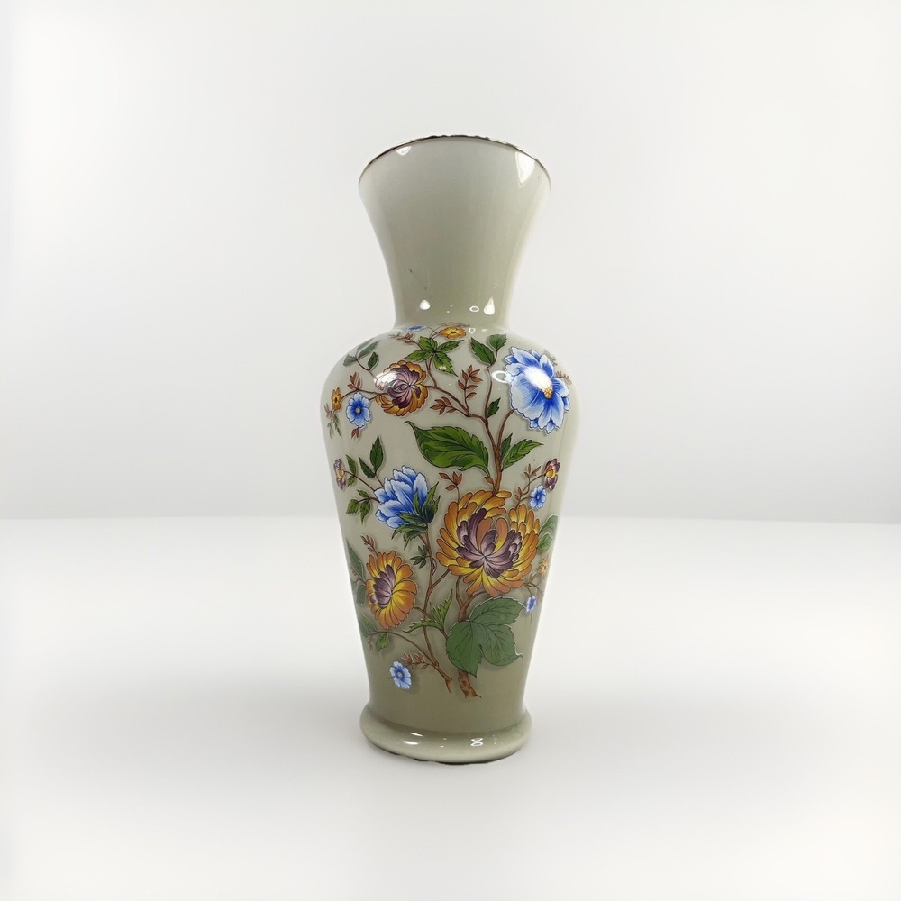 Toscany Glass Floral Vase With Gold Trim